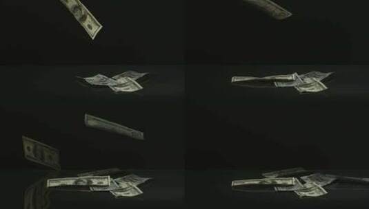 美元的钞票落在反光面上高清在线视频素材下载