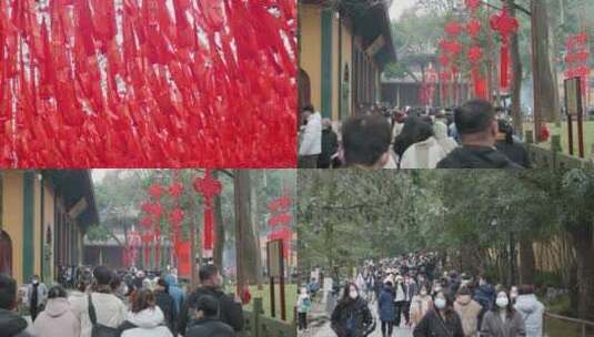 杭州灵隐寺旅游人群高清在线视频素材下载