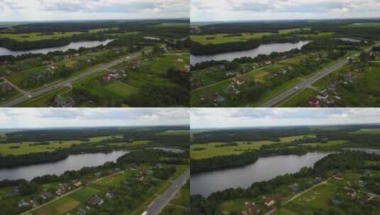 湖泊旁的城镇高清在线视频素材下载