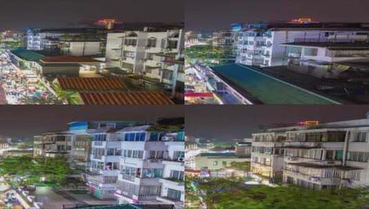 城市夜景步行街夜景人流航拍延时桂林夜景高清在线视频素材下载