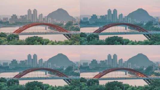 广西柳州柳江文惠桥鹅山延时摄影高清在线视频素材下载
