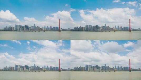 杭州钱江新城及西兴大桥延时高清在线视频素材下载