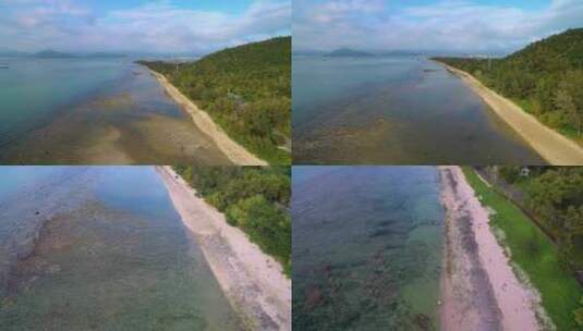 航拍海南三亚西岛海洋文化旅游区海浪礁石高清在线视频素材下载