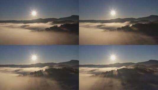 阳光下的云海、云雾山脉高清在线视频素材下载