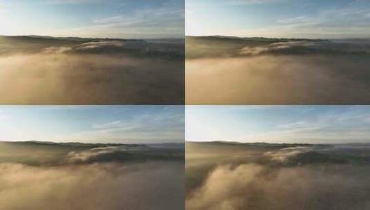 航拍秋山林海云雾缭绕高清在线视频素材下载