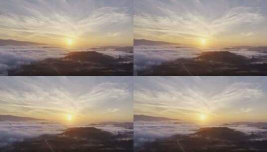 海南风光 夕阳日出云海 金色云层高清在线视频素材下载