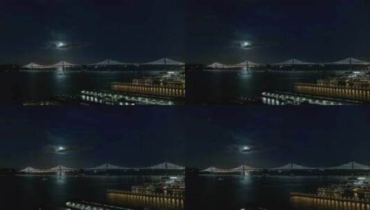 夜间桥梁天线高清在线视频素材下载