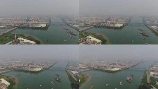 江景城市航拍高架桥实拍素材高清在线视频素材下载