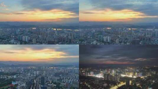 合集 航拍宜昌城市日落晚霞夜景高清在线视频素材下载