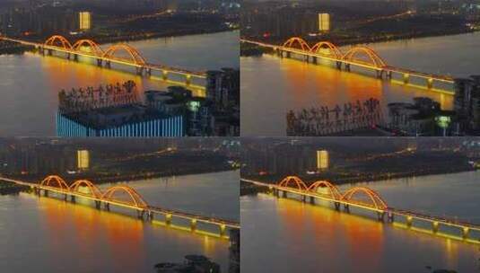 4K长沙湘江福元路大桥航拍高清在线视频素材下载