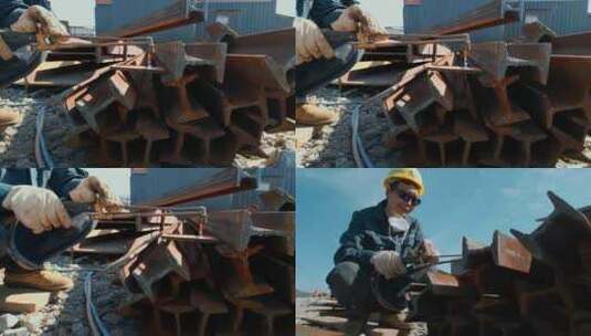 国土资源矿区矿工焊接视频高清在线视频素材下载