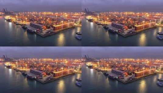 夜景航拍深圳盐田港延时夜景高清在线视频素材下载