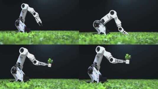 未来科技机器人种植蔬菜高清在线视频素材下载