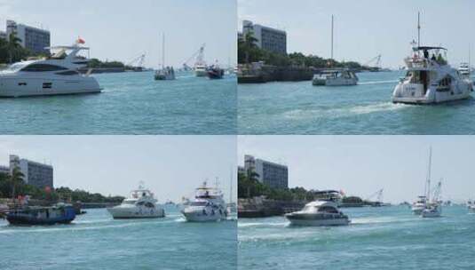 三亚国际游轮码头的海上游轮高清在线视频素材下载