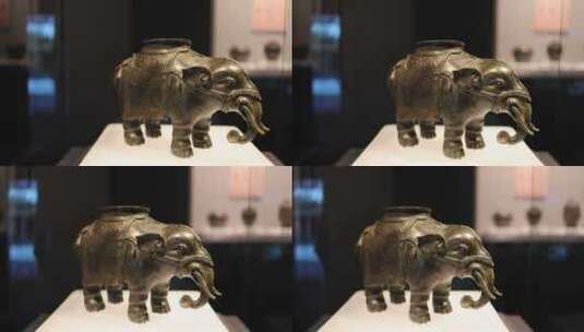 上海博物馆藏青铜器酒器象尊高清在线视频素材下载