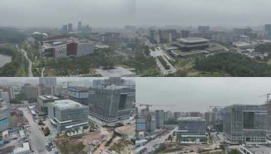 雾天城市建筑、在建工地高清在线视频素材下载