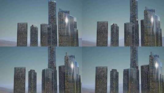 4K 沙漠中的城市 夜晚的摩天大楼高清在线视频素材下载