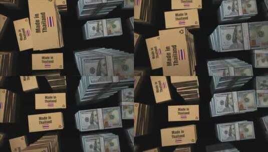 泰国制造盒子，带美元钱袋环3d高清在线视频素材下载