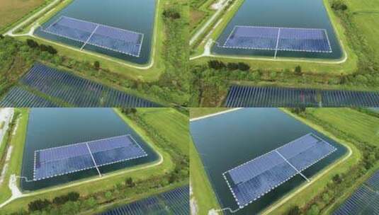 可持续发电厂的浮动太阳能光伏板用于清洁发高清在线视频素材下载