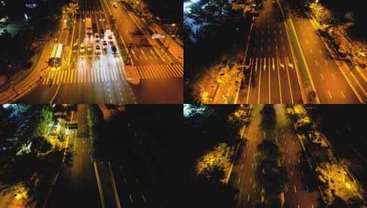 城市马路行驶的汽车夜景高清在线视频素材下载