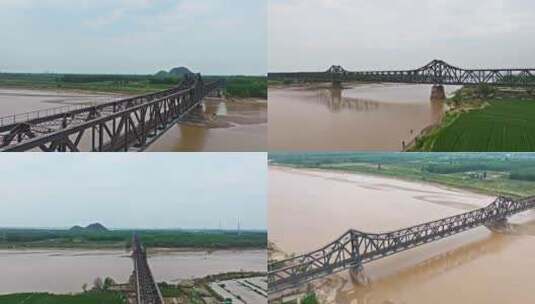 【合集】济南洛口黄河铁路特大桥航拍高清在线视频素材下载