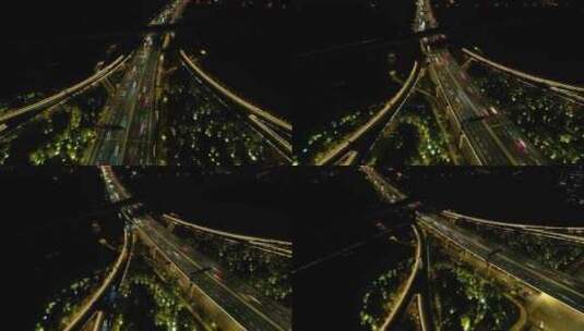 杭州萧山区市心路互通立交桥高架桥夜景车流高清在线视频素材下载