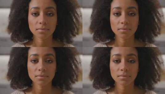 特写头像女性肖像非裔美国人女性女孩悲伤的高清在线视频素材下载