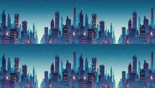卡通城市夜晚背景高清在线视频素材下载