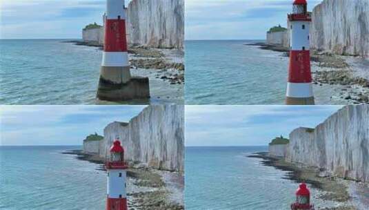 英国南海岸的灯塔和白色悬崖高清在线视频素材下载
