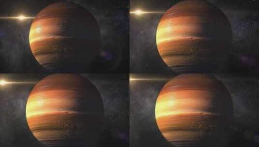 大巨型土星行星和太阳旋转3d动画与恒星特高清在线视频素材下载