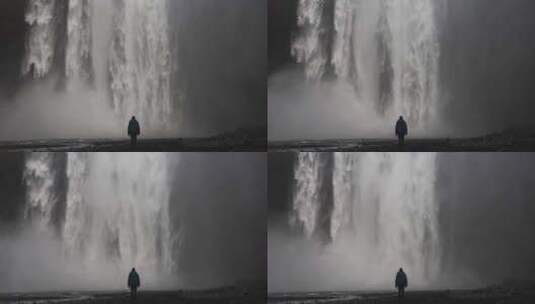 人，Skogafoss，瀑布，冰岛高清在线视频素材下载
