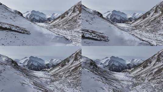 航拍四川阿坝岷山山脉雪山群峰风光高清在线视频素材下载