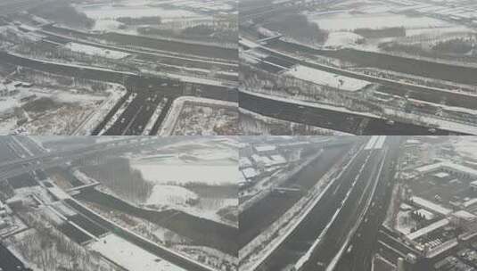 航拍雪景公路高清在线视频素材下载