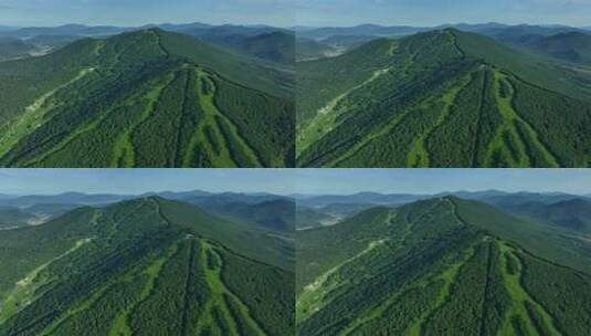 吉林松花湖滑雪场航拍山林自然风光全景高清在线视频素材下载