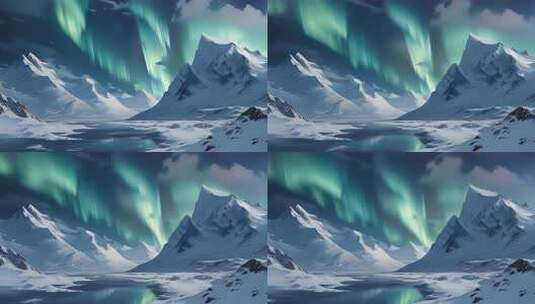 「有版权」唯美雪山北极光4K高清在线视频素材下载
