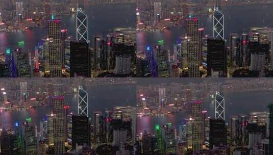 香港 维多利亚港夜景航拍高清在线视频素材下载