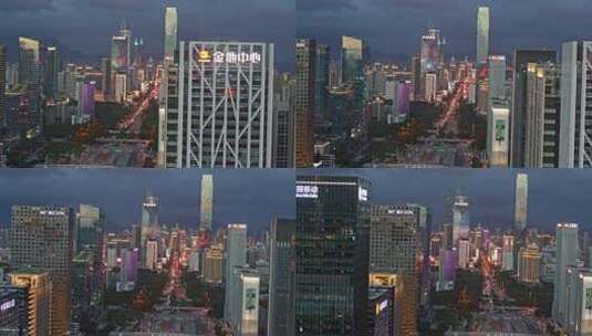 深圳城市建筑夜景俯瞰高清在线视频素材下载