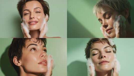 洗面奶洗脸高清在线视频素材下载