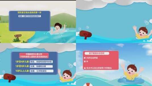 防溺水安全知识宣传MG动画AE模板高清AE视频素材下载