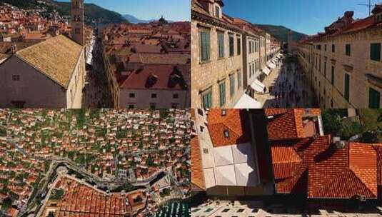 欧洲克罗地亚杜布罗夫尼克古城欧洲航拍船高清在线视频素材下载