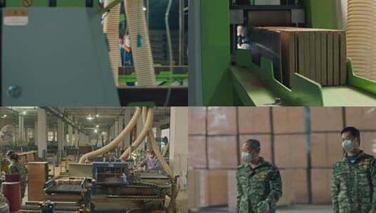 【4K】木料生产仓库叉车高清在线视频素材下载