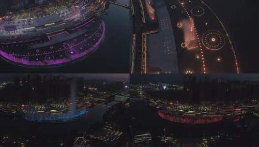 4k航拍夜晚音乐喷泉高清在线视频素材下载
