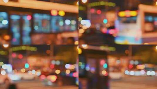 夜晚街道模糊光影画面高清在线视频素材下载