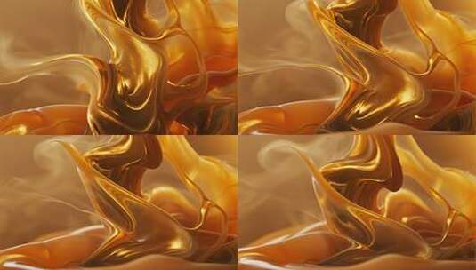 抽象金色波浪丝绸唯美流动背景视频高清在线视频素材下载