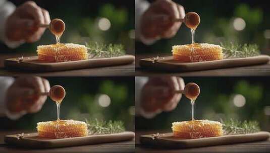 蜂蜜滴落蜂巢的甜蜜瞬间高清在线视频素材下载