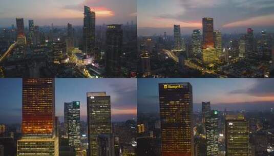 静安寺南京西路商圈夜景合集V2高清在线视频素材下载