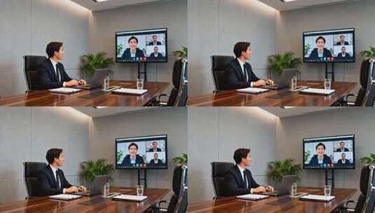 商务人士会议室视频会议高清在线视频素材下载