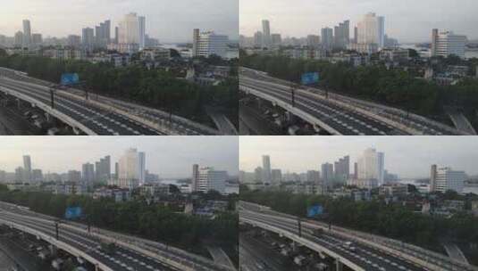 早晨时段的广州道路高清在线视频素材下载
