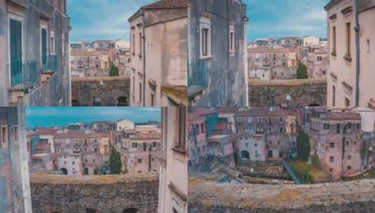 西西里岛建筑航拍高清在线视频素材下载