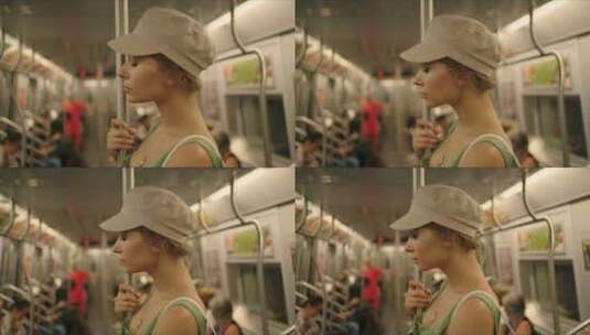 女人在乘地铁高清在线视频素材下载